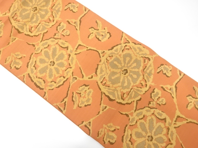 JAPANESE KIMONO / ANTIQUE FUKURO OBI / WOVEN FLOWER